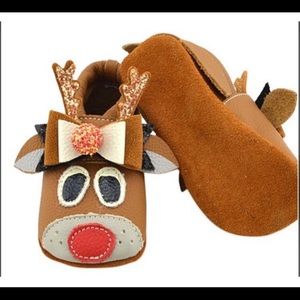 Brown Red Reindeer Leather Booties